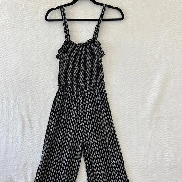 Japna Black White Handmade Artsy Boho Wide Leg Jumpsuit Womens Sz XS - Picture 2 of 13